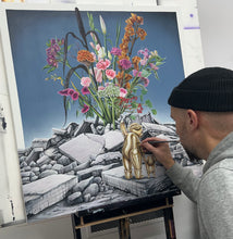 Indlæs billede til gallerivisning -From the ruins flowers grow- 83x83cm🔴